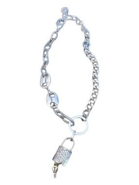 NWOT Silver Heart Padlock Chain Bracelet for Women